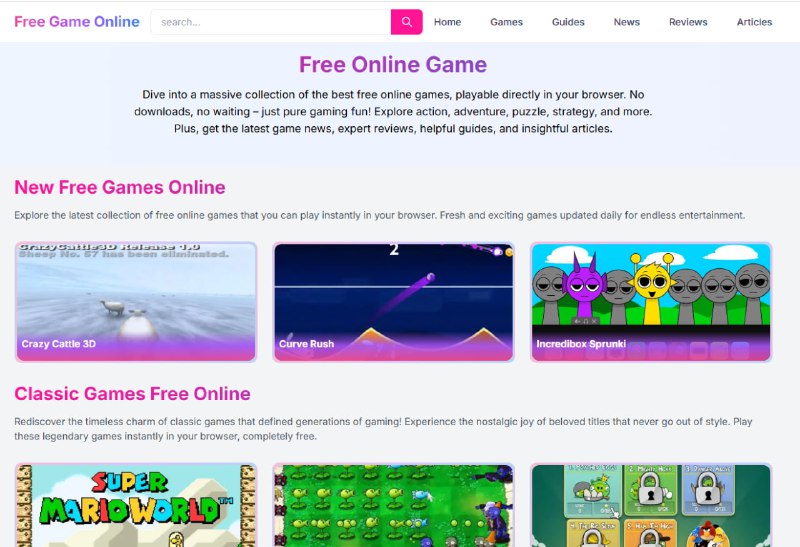 #网页游戏 #游戏人生站点名称: Free Game Online - Play Free Online Games No Download描述: 发现大量的免费在线游戏，包括新闻、指南、评论和提示