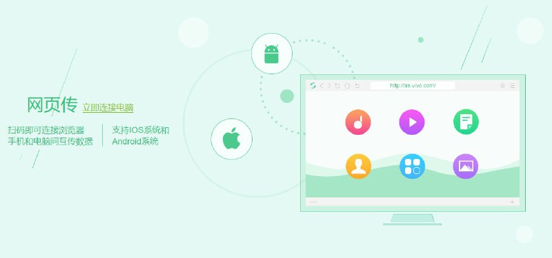 #文件传输 互传 VIVO 出品的换机工具，日常用来传输文件和备份数据非常好用，界面和操作也都很简单，支持安卓、iOS、Windows 和网页版，免费无广告，无需联网
