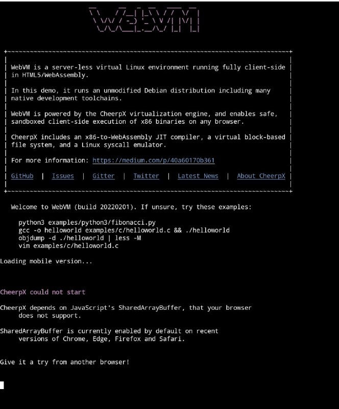 WebVM：基于HTML5/WebAssembly完全客户端运行的无服务器虚拟Linux环境