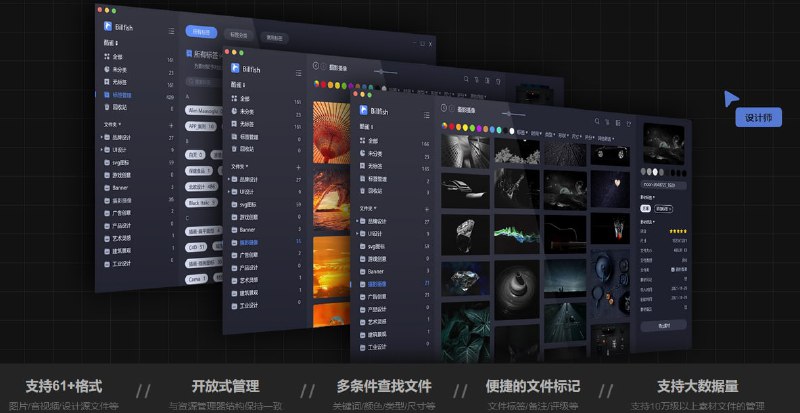 Billfish-Billfish是专为设计师打造的素材管理工具，可以高效的整理电脑的各类素材：支持PNG、JPG、PSD、AI、GIF、SVG、EPS、CDR等格式