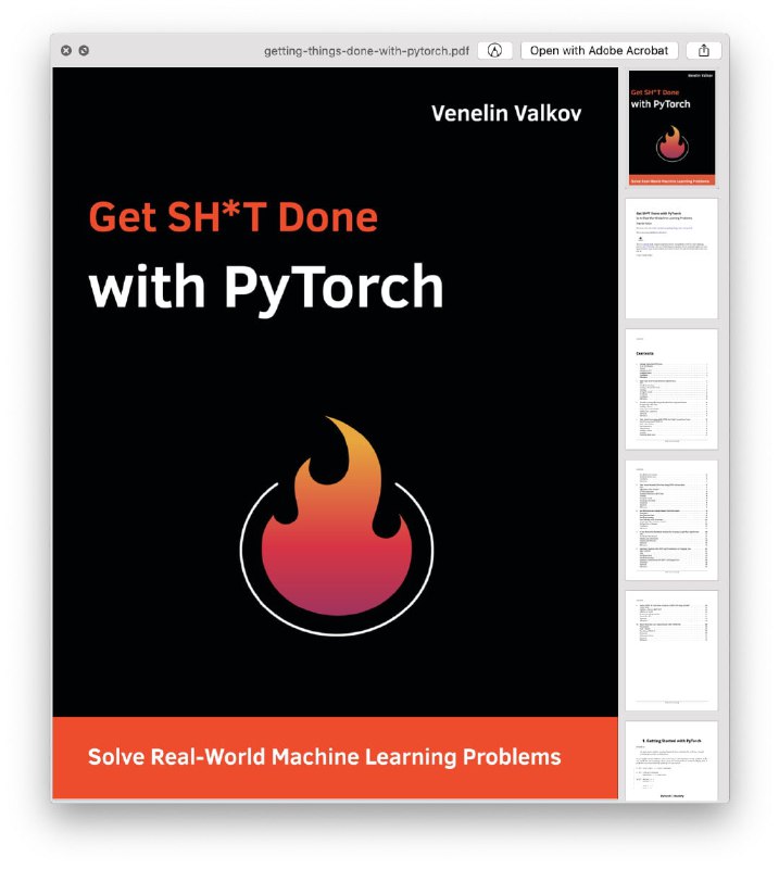Getting Things Done with Pytorch开发者可从该书中学到有关 #PyTorch、神经网络、图像分类、人脸检测、情感分析等基础知识