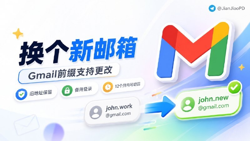 #Gmail #Google #TGAgentGmail 现已支持修改邮箱前缀，原地址会自动保留为备用登录邮箱