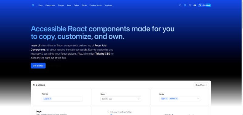 #前端开发 #独立开发站点名称: intentui描述: intentui 通过 Tailwind CSS 提供可自定义、可访问的 React 组件，可以轻松复制和粘贴到您的项目中