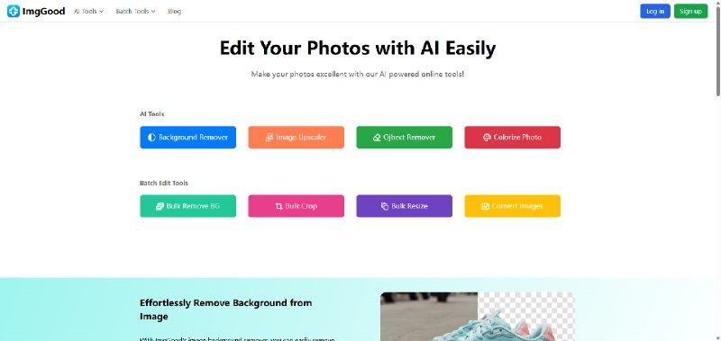 ImgGood的免费在线照片编辑器可帮助您轻松使用人工智能增强照片