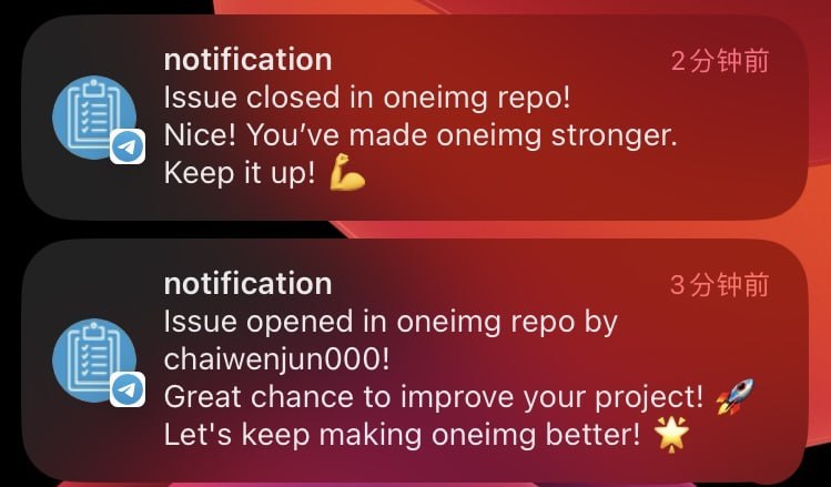 #开发 #提醒 #开源   Notifier   一个将 GitHub 事件通知发送到 Telegram 的工具，通过 GitHub Webhooks、Cloudflare Worker 和 Telegram Bot 实现，事件包括 star、issue、pull request 和 fork 等，开发人员和开源项目作者可以搞一个，很方便啊这个