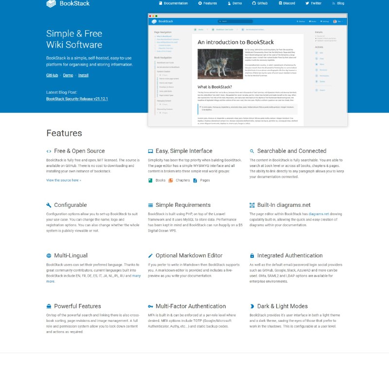 BookStack – 一个开源的 wiki 平台和 Confluence 的替代品 DemoBookStack – 一个开源的 wiki 平台和 Confluence 的替代品 Demo