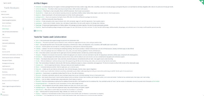 #开发 free-for.dev 开发者免费服务大全，涵盖主要云厂商的长期免费配额，以及从 CI/CD、监控、CDN、安全认证到数据库、API、存储、部署等服务，所有条目要求具有真实可用的「免费套餐」，有超过 1700 位开发者参与维护、条目十余万，GitHub 拥有超过 10 万颗星，可以说是开发者必备了，强烈建议收藏
