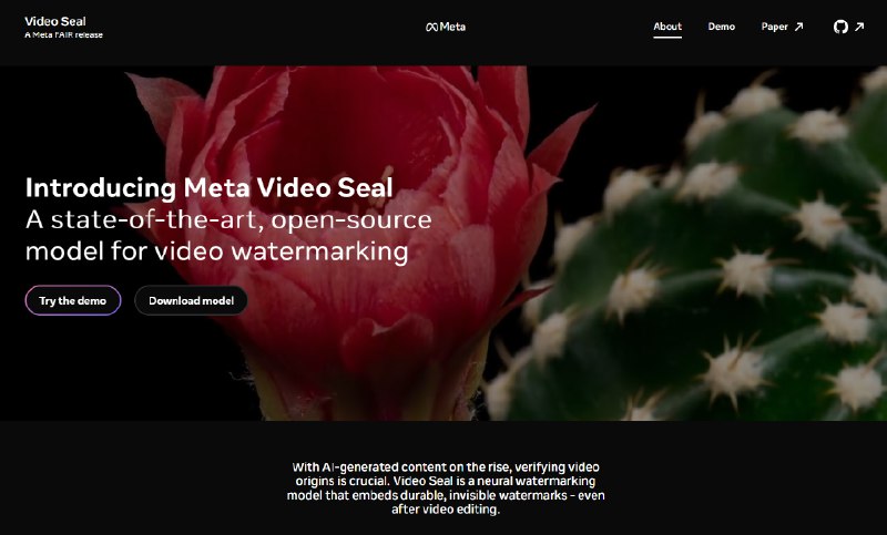 ideo Seal 是一款在视频中嵌入隐藏水印的人工智能工具