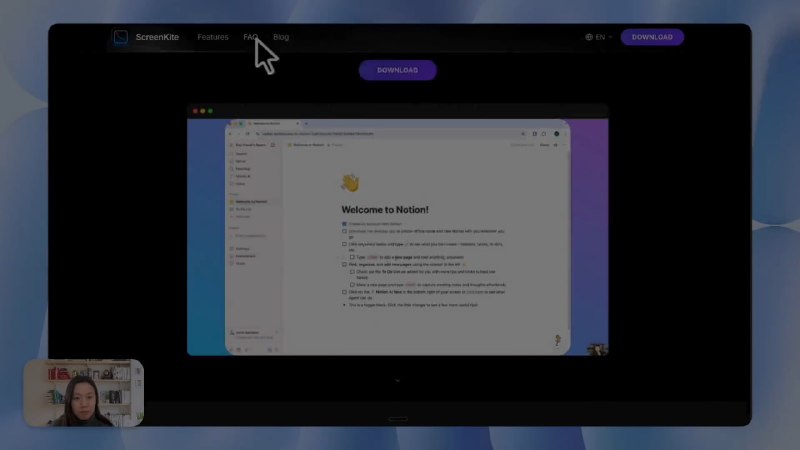 #录屏 #macOS ScreenKite macOS 原生屏幕录制工具，支持全屏、窗口或区域录制，并可同时叠加摄像头画面，自动识别鼠标点击和键盘操作位置，实时触发智能自动缩放效果，内置编辑器支持裁剪、删除、调整播放速度、应用缩放效果、基础转场、自定义视频背景、阴影样式和圆角效果等，所有处理均在本地完成，免费使用