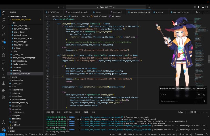 #Open #Python #Live2D #TGAgentOpen-LLM-VTuber 是一个支持完全本地运行的 LLM 虚拟形象前端项目，解决了大模型缺乏语音与视觉交互体验的问题