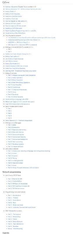 Project Based Learning：C/C++/Java/Python等各种语言项目实战 #教程 大列表Project Based Learning：C/C++/Java/Python等各种语言项目实战 #教程 大列表