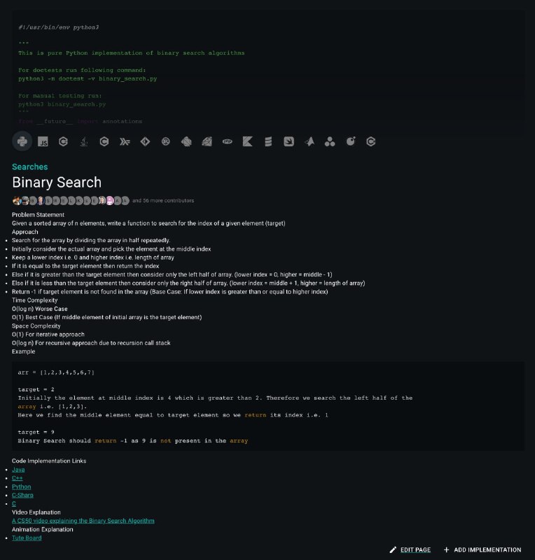GitHub 上最大的算法开源库：The Algorithms，网站收录了 Python、Java、C++、JavaScript、Go 等多种主流编程语言的算法代码实现