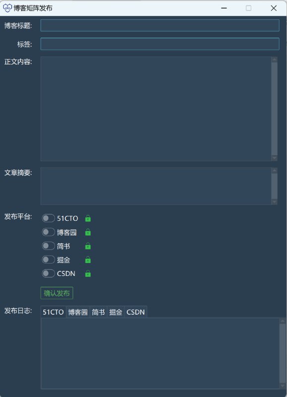 一个基于 GUI 的博客发布系统，支持一键发布到多个平台，包括 51CTO、博客园、简书、掘金和 CSDN