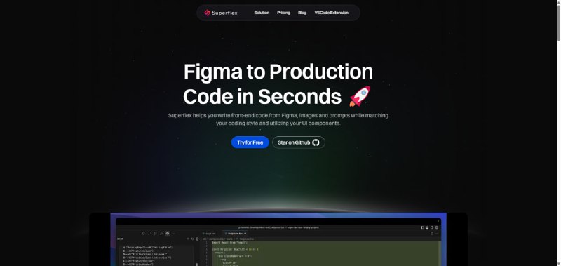 Superflex 是一款人工智能前端助手，可以将创意快速转化为成品代码，并与Figma等平台集成以创建功能和组件