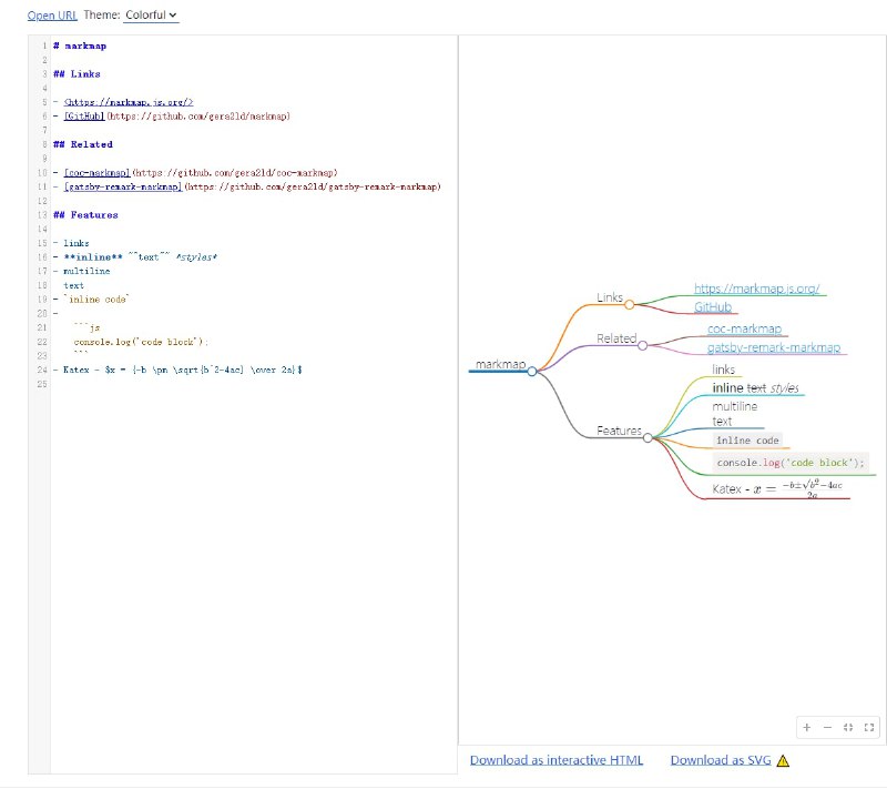 markmap：将Markdown可视化为脑图 GitHub地址
