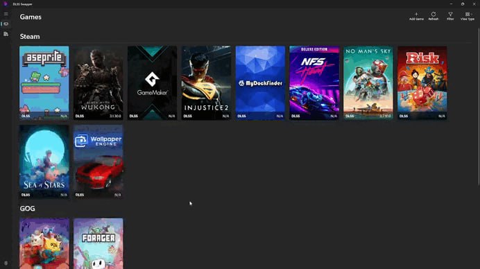 #游戏 #DLL #开源 DLSS Swapper 游戏 DLSS/FSR/XeSS 的 DLL 文件下载管理与切换工具，可在不更新游戏的情況下更新或回退 DLSS、FSR 和 XeSS 的版本，支持 Steam、GOG、Epic、Xbox 等主流游戏平台，参考 这个视频片段 了解为何要更换 DLSS DLL，免费开源，适用于 Windows 系统