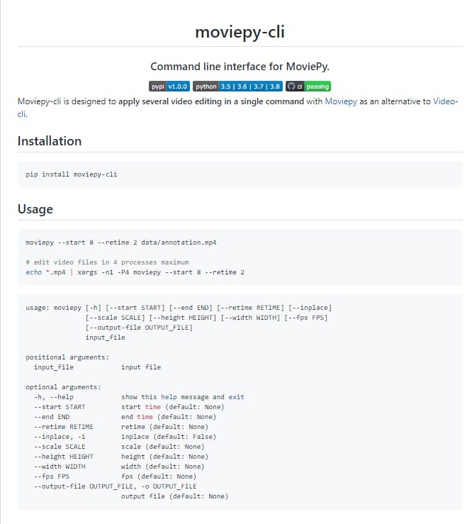 moviepy-cli：视频编辑 #工具 MoviePy的命令行界面