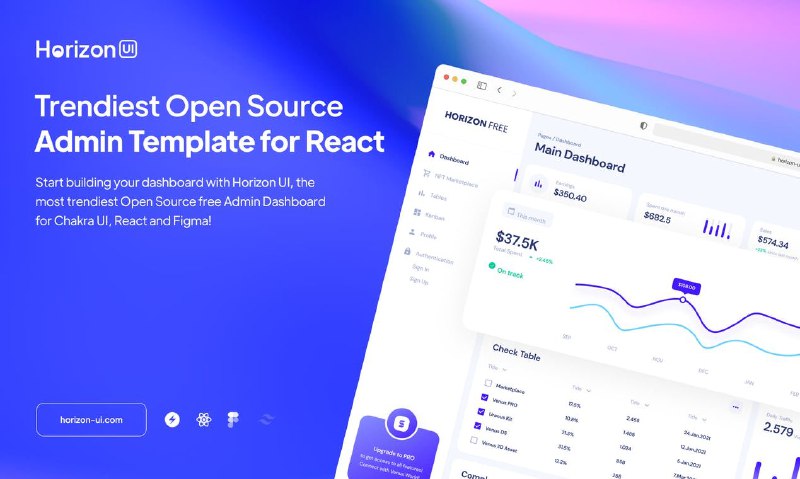 一个流行的React开源管理模板，它是建立在 Chakra UI 之上的开源管理模板，有70 多个深色/浅色前端单独元素，比如：按钮、输入、导航栏、导航选项卡等等，它可以节省从原型设计到功能代码实现的大量时间Horizon UI | #模板 #工具一个流行的React开源管理模板，它是建立在 Chakra UI 之上的开源管理模板，有70 多个深色/浅色前端单独元素，比如：按钮、输入、导航栏、导航选项卡等等，它可以节省从原型设计到功能代码实现的大量时间Horizon UI | #模板 #工具